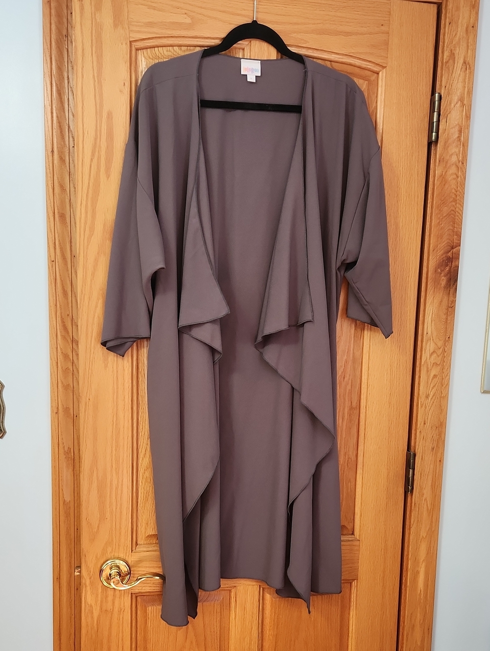 LuLaRoe Draped Long Sleeve Open-Front Cardigan - Charcoal